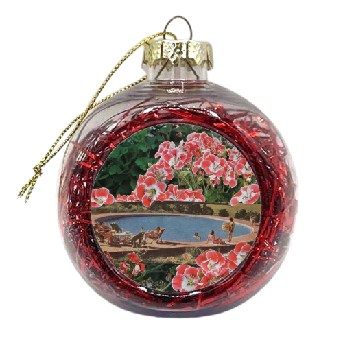 Pink summer flower garden - xmas bauble by Maya Land