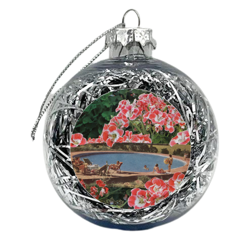 Pink summer flower garden - xmas bauble by Maya Land