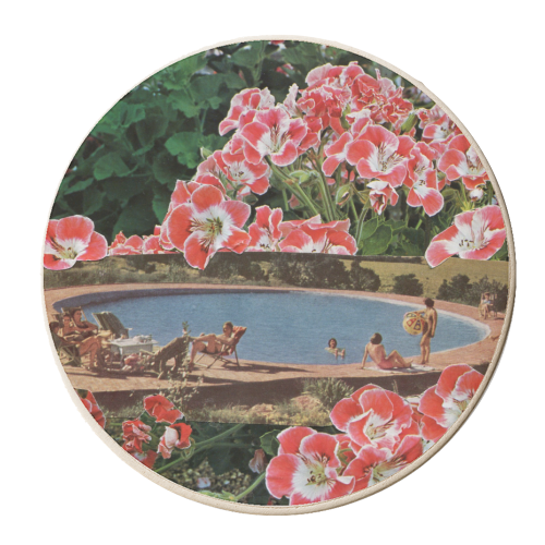 Pink summer flower garden - personalised beer coaster by Maya Land