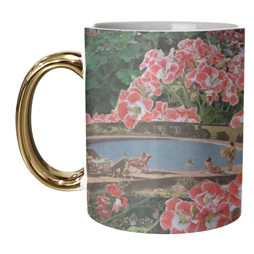 Pink summer flower garden - unique mug by Maya Land