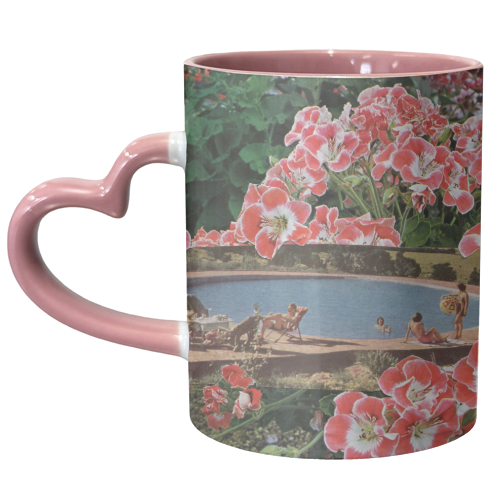 Pink summer flower garden - unique mug by Maya Land