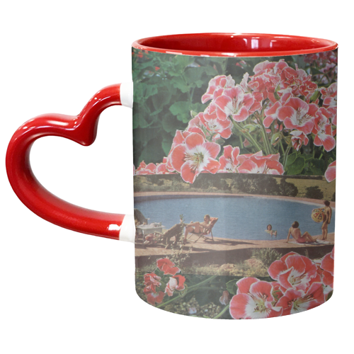 Pink summer flower garden - unique mug by Maya Land