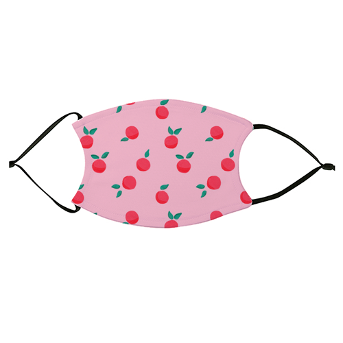 Pink Summer Peaches Delight - face cover mask by Ania Wieclaw