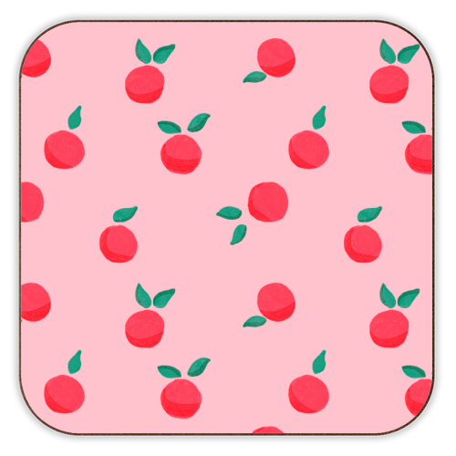Pink Summer Peaches Delight - personalised beer coaster by Ania Wieclaw