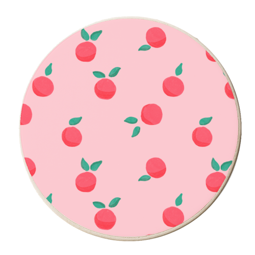 Pink Summer Peaches Delight - personalised beer coaster by Ania Wieclaw