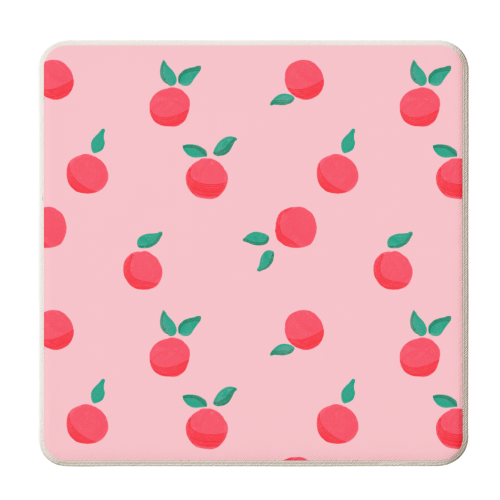 Pink Summer Peaches Delight - personalised beer coaster by Ania Wieclaw