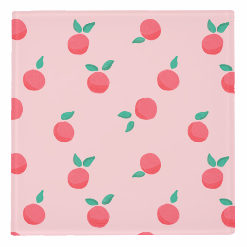 Pink Summer Peaches Delight - personalised beer coaster by Ania Wieclaw