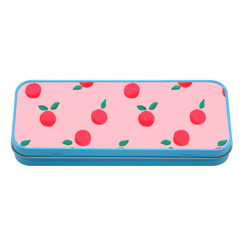 Pink Summer Peaches Delight - tin pencil case by Ania Wieclaw