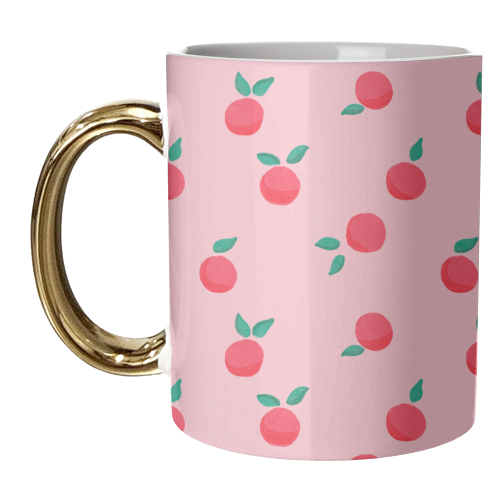 Pink Summer Peaches Delight - unique mug by Ania Wieclaw