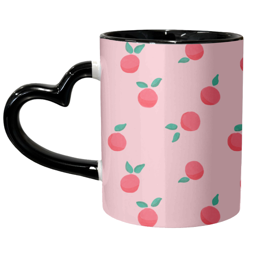 Pink Summer Peaches Delight - unique mug by Ania Wieclaw