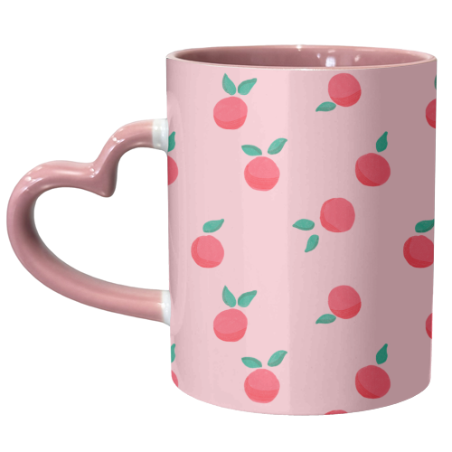 Pink Summer Peaches Delight - unique mug by Ania Wieclaw