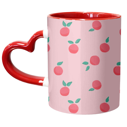 Pink Summer Peaches Delight - unique mug by Ania Wieclaw