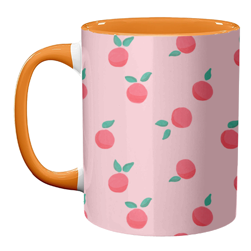 Pink Summer Peaches Delight - unique mug by Ania Wieclaw