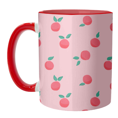 Pink Summer Peaches Delight - unique mug by Ania Wieclaw