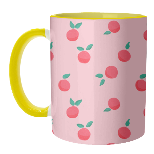 Pink Summer Peaches Delight - unique mug by Ania Wieclaw