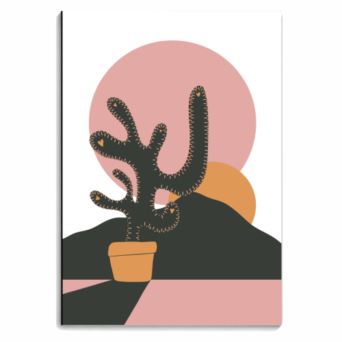 Pink Sunset in the desert cactus love print - personalised A4, A5, A6 notebook by Meryn Design
