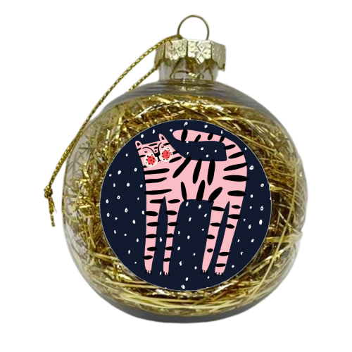 Pink Tiger - xmas bauble by Nichola Cowdery