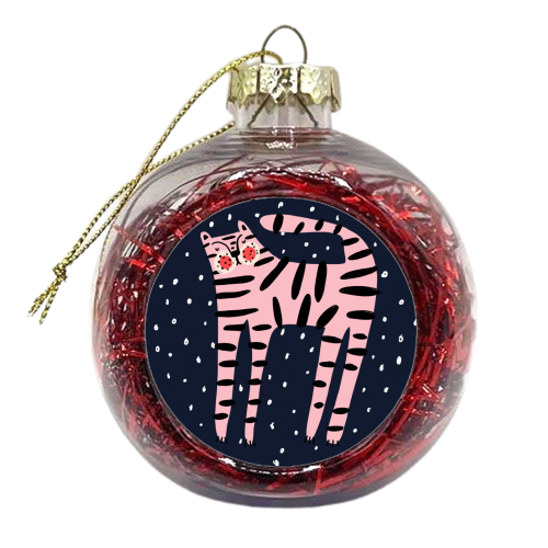 Pink Tiger - xmas bauble by Nichola Cowdery