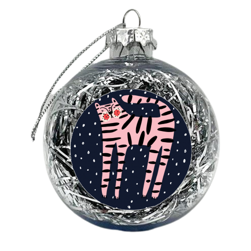 Pink Tiger - xmas bauble by Nichola Cowdery