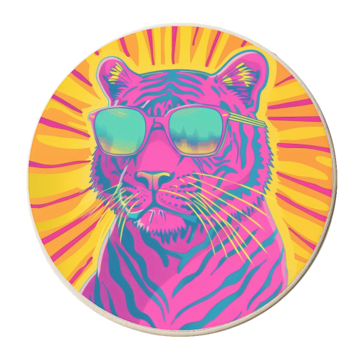 Pink tiger - personalised beer coaster by DejaReve