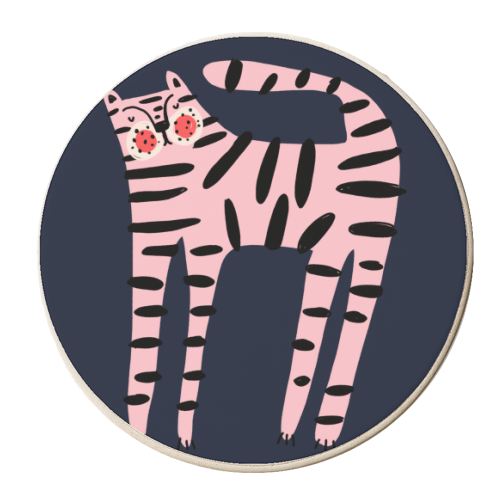 Pink Tiger - personalised beer coaster by Nichola Cowdery