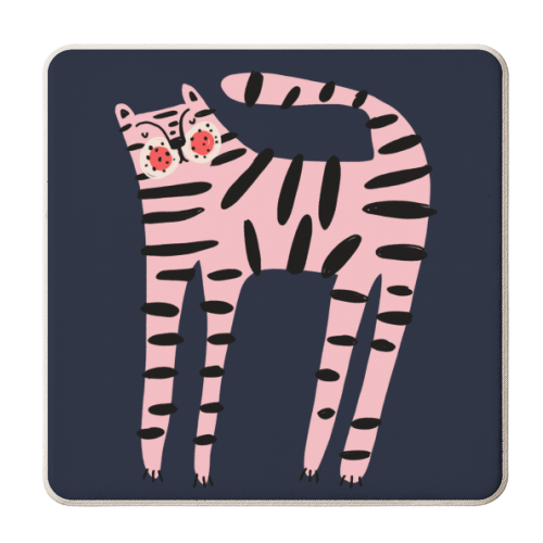Pink Tiger - personalised beer coaster by Nichola Cowdery