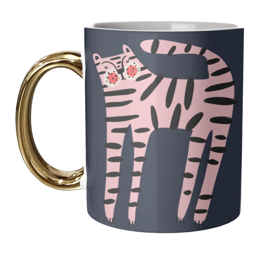 Pink Tiger - unique mug by Nichola Cowdery