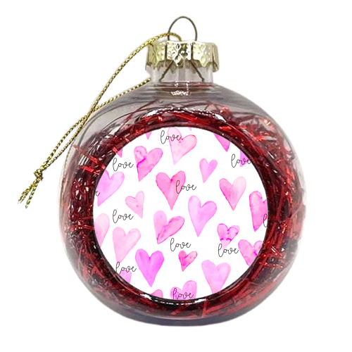 pink watercolor hearts - xmas bauble by Anastasios Konstantinidis