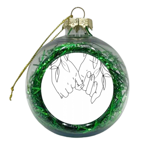 Pinky Promise Line Art with Leaves - xmas bauble by Toni Scott