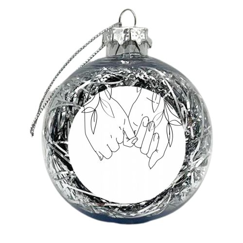 Pinky Promise Line Art with Leaves - xmas bauble by Toni Scott
