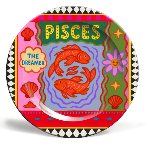 Pisces star sign - ceramic dinner plate by Wallace Elizabeth