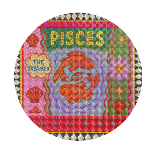 Pisces star sign - Circle Sticker by Wallace Elizabeth