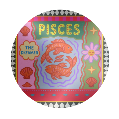 Pisces star sign - Circle Sticker by Wallace Elizabeth