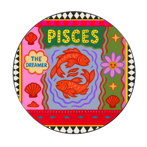 Pisces star sign - Circle Sticker by Wallace Elizabeth