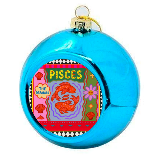Pisces star sign - colourful christmas bauble by Wallace Elizabeth