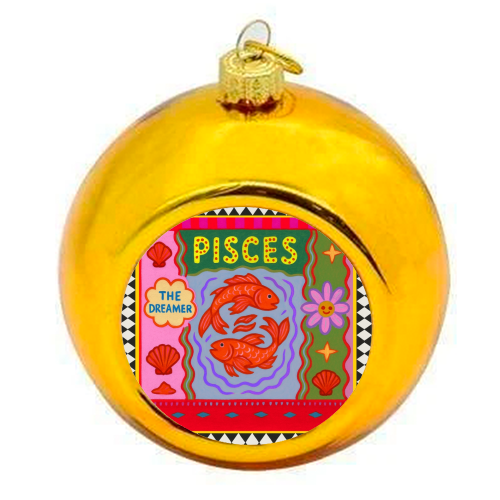Pisces star sign - colourful christmas bauble by Wallace Elizabeth