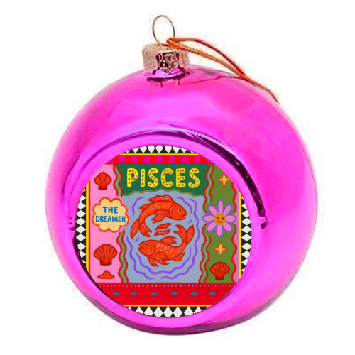 Pisces star sign - colourful christmas bauble by Wallace Elizabeth