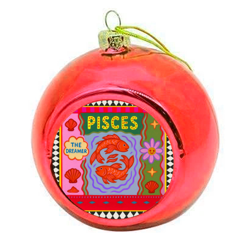 Pisces star sign - colourful christmas bauble by Wallace Elizabeth