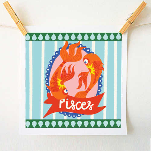Pisces Star Sign Design - A1 - A4 art print by AbiGoLucky