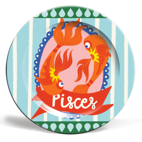 Pisces Star Sign Design - ceramic dinner plate by AbiGoLucky