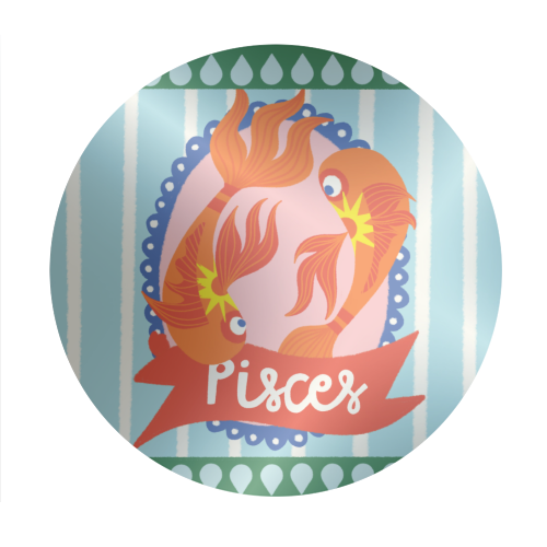 Pisces Star Sign Design - Circle Sticker by AbiGoLucky