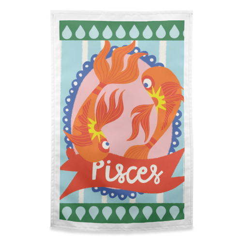 Pisces Star Sign Design - funny tea towel by AbiGoLucky