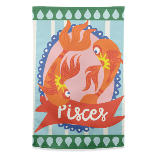 Pisces Star Sign Design - funny tea towel by AbiGoLucky