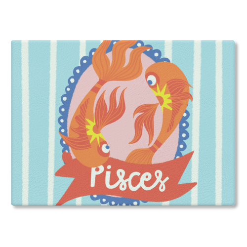 Pisces Star Sign Design - glass chopping board by AbiGoLucky