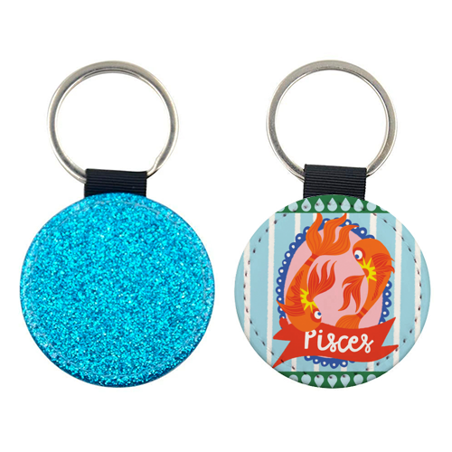 Pisces Star Sign Design - keyring by AbiGoLucky