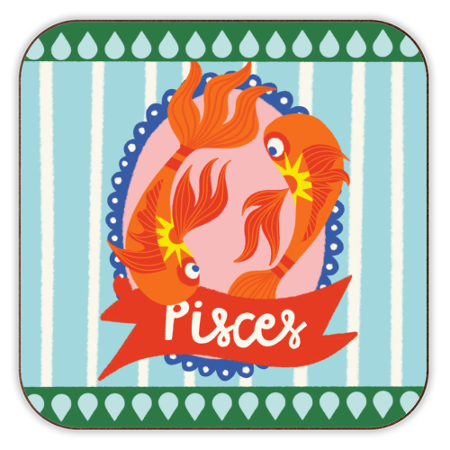 Pisces Star Sign Design - personalised beer coaster by AbiGoLucky