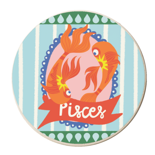 Pisces Star Sign Design - personalised beer coaster by AbiGoLucky