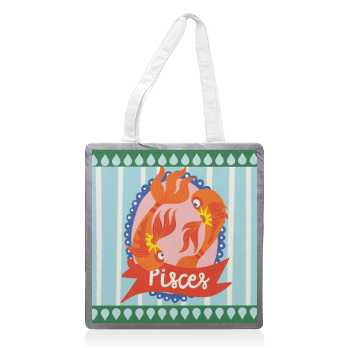 Pisces Star Sign Design - printed canvas tote bag by AbiGoLucky