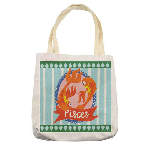 Pisces Star Sign Design - printed canvas tote bag by AbiGoLucky