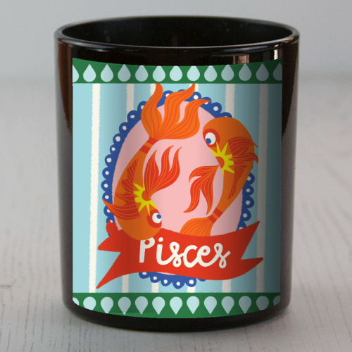 Pisces Star Sign Design - scented candle by AbiGoLucky